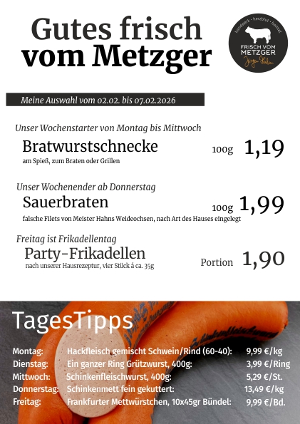 Angebote frisch vom Metzger 45.KW