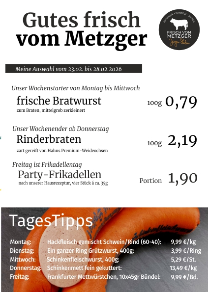 Angebote frisch vom Metzger 45.KW