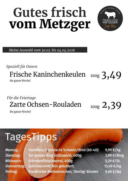 Angebote frisch vom Metzger 45.KW