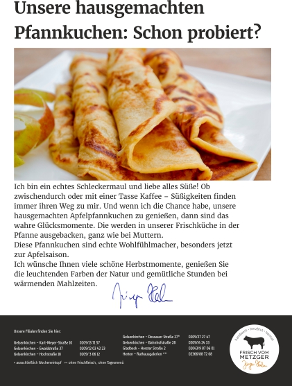 Apfelpfannkuchen und Mettbrötchen