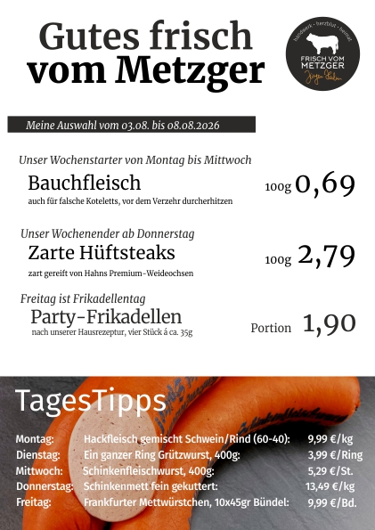 Angebote frisch vom Metzger 45.KW