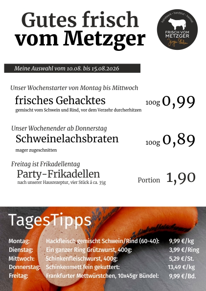 Angebote frisch vom Metzger 45.KW