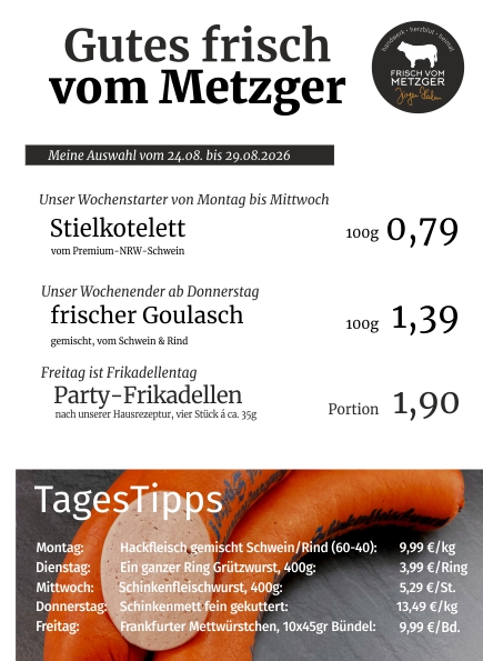 Angebote frisch vom Metzger 45.KW